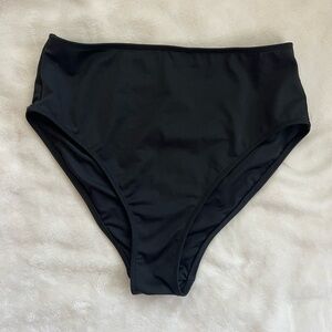 Victoria’s Secret Black MEDIUM “PINK” swim bikini bottoms very high waisted